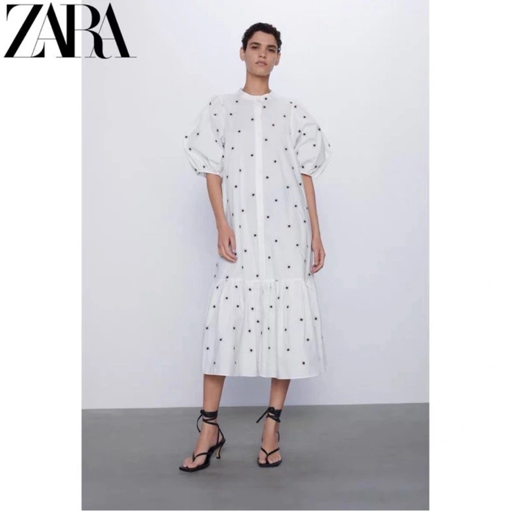 Zara Embroidered Midi Dress